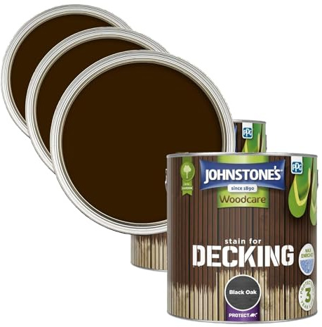 Johnstone's Woodcare, Stain for Decking, Black Oak, 2.5L (Pack of 3)