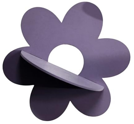 Piceioep Wandregal aus Holz, Violett und Weiß mit böhmischen Blumen und Kristalldetails, für Schlafzimmer