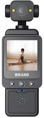 Tosuny Handheld Action Camera, 1080P WiFi Pocket Camcorder with 360° Rotatable Lens, Motion Detection, LCD Screen, Body Worn Camera with Back Clamp for Travel, Outdoor