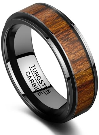 TUNGSTORY Anxiety Ring für Herren Damen – 8mm Wolfram Fidget Ring, Anti Stress, Drehbar – Holz 67.2(21.4)