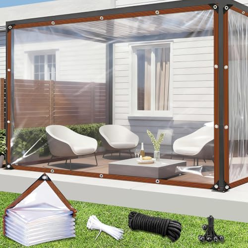 Ulikey Lona Transparente Exterior, Lona Transparente Impermeable con Ojales, Cuerda y Bridas, Resistente a Desgarros y Duraderos Plegable, Lonas Impermeable para Jardín, Pabellón, Invernadero (3M×4M)