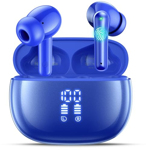ZIUTY Wireless Bluetooth 5.3 Earbuds, 48H Playtime Sports Headphones, IPX7 Waterproof Lightweight Earphones with HD Sound, Secure Fit for Running, Gym & Daily Use – Dark blue