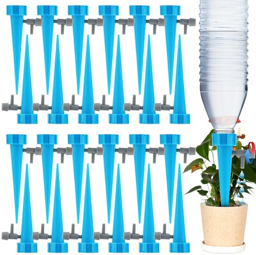 NEMMXUB Sistema de Riego Automático,24 Piezas Riego por Goteo para Macetas Ajustable con Interruptor de Válvula de Control,Regar Plantas Macetas Flores para Jardín Hogar Interior Exterior Vacaciones