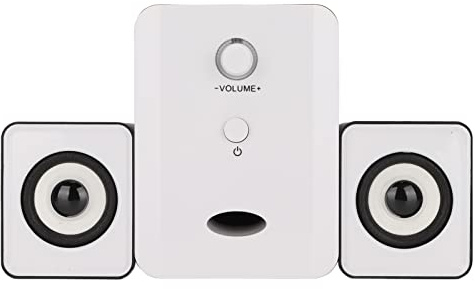 Risegun Altoparlanti tavolo alimentati tramite USB con subwoofer Qualità audio Design compatto Alta compatibilità per PC Laptop Tablet ABS Nero 2.1 canali (Versione abbagliante in bianco e nero)