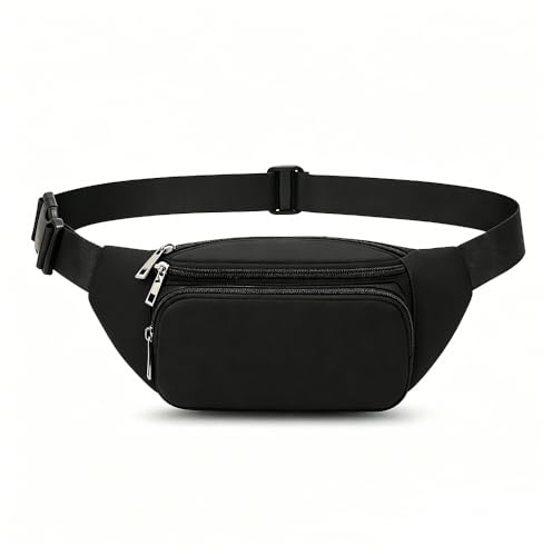 Bauchtasche Herren und Damen | wasserdichte Gürteltasche für Reisen, Alltag & Outdoor |Leichte gürteltasche Damen Hüfttasche Outdoor Groß Handytasche Sport Wasserdicht (Schwarz)