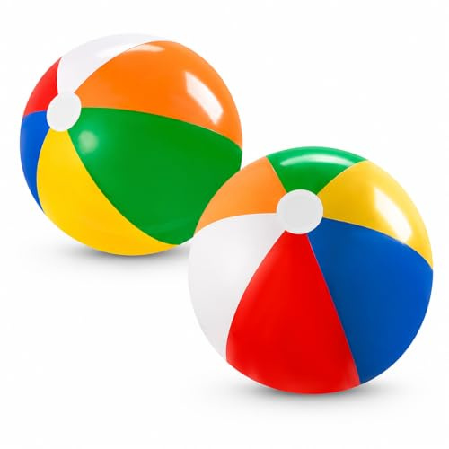Inflatable Rainbow Beach Ball, Swimming Toy, Inflatable Ball, Pool Balls | Suitable for Outdoor Water Games, Beach Play, Garden Fun, Swimming Pool Party Decoration, Beach Accessories, 16 Inch(2 PCS)