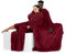 DecoKing Decke mit Ärmeln Geschenke für Frauen und Männer 150x180 cm Bordeaux Microfaser TV Decke Kuscheldecke Weich Lazy