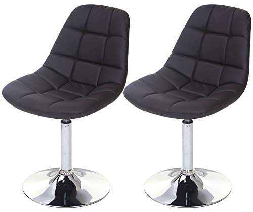 Mendler 2er-Set Esszimmerstuhl HWC-A60, Stuhl Drehstuhl, Chrom - Kunstleder braun
