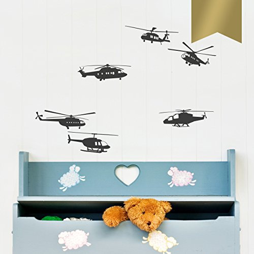 WANDKINGS Wandtattoo - Hubschrauber im Set, 6 Stück - 129 x 76 cm - Gold - Wähle aus 5 Größen & 35 Farben