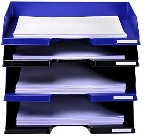 Exacompta 117104D 8er Pack Premium Briefablage Combo Midi DIN A4 Quer. Ideale Briefkörbe für Ihre Organisation. Robuste und stapelbare Ablagekörbe nachtblau