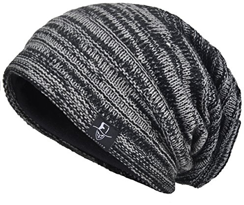 VECRY Herren Slouchy Stricken Beanie Skull Caps Künstlerische Hüte, M, Schwarz