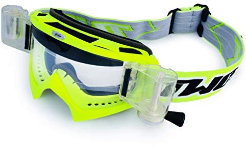 TWO-X Cross-Brille - Roll Off - MX Brille - Motocross-Brille mit Klarglas - Kratzfeste Motorrad-Brille - Enduro & Downhill - Modell Race - Neongelb
