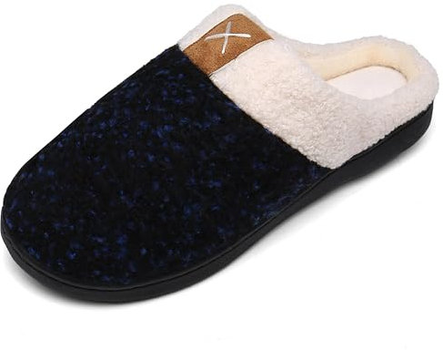 Mishansha Pantofole Invernali Donna Uomo Calde Morbide Antiscivolo Peluche Ciabatte da Casa,Blue,44/45 EU