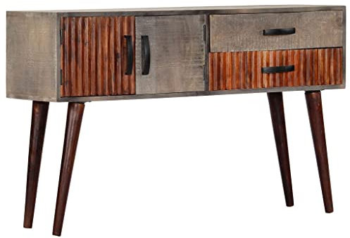vidaXL Console Table Grey 120x35x75 cm Solid Rough Mango Wood