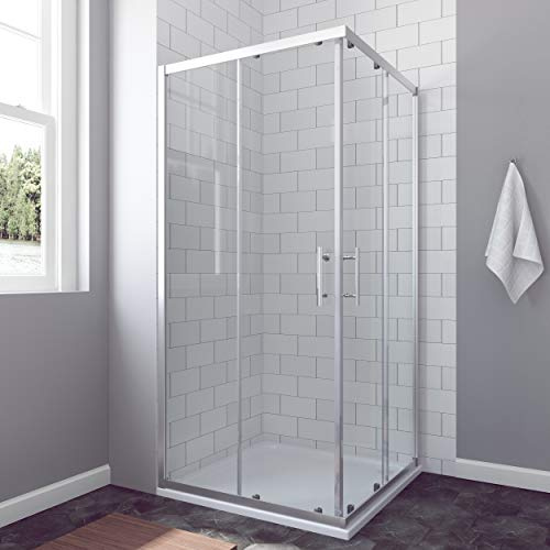 AQUABATOS® 90x75 cm Duschkabine Eckeinstieg Schiebetür Duschabtrennung Duschwand Glas ESG nach DIN EN 12150 Höhe 185cm