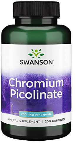 Swanson, Chromium Picolinate, 200 glutenfreie Kapseln, 200mcg Chrom je Dosis, Sojafrei, GMO frei, Geschmacksneutral