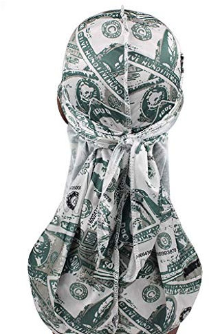 RROVE Unisex seidig Durags lustige Dollar amerikanische US-Flagge Print Bonnet Hat Pirate Cap