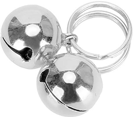 01 Campanelli Rotondi per Animali Domestici, campanelli in Rame Cromato Resistenti alla corrosione per Animali Domestici, Lisci con Portachiavi per Cani da Esterno(Silver)