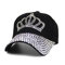 Verstellbare Damen-Baseballkappe mit glitzernden Strasssteinen besetzte Krone, Baumwolle, Denim, Hip-Hop-Hut, Sonnenkappe, A-Crown schwarz 02, 6.75-7.5