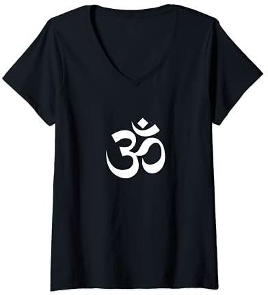 Damen Ohm / Om (aum) Symbol Yoga und Meditationsdesign T-Shirt mit V-Ausschnitt