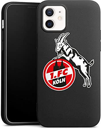 Premium Silikon Hülle kompatibel mit Apple iPhone 12 Handyhülle schwarz Case 1. FC Köln transparent Logo