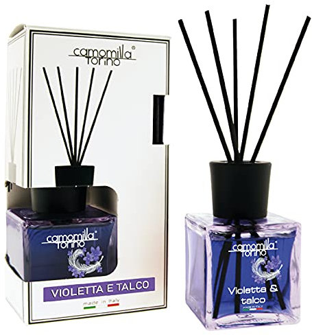 Diffusore di Profumo a Bastoncini 100 ml. Cubo Camomilla Torino Italy (violetta e talco)