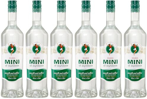 Ouzo Mini Mytilini 6x 0,7l 40% Vol. | Der beliebte Ouzo aus Lesbos | + 20ml Jassas Olivenöl