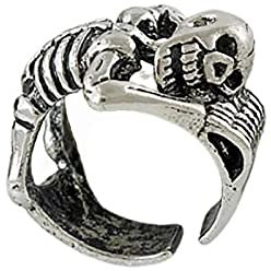 ROMIDA Herren Damen Ringe Y2k Ringe Edelstahl 925 Sterling Silber Vintage Punk Ringe für Damen Offene Ringe Verstellbar Gothic Ringe Band Fingerringe Ring Partnerringe