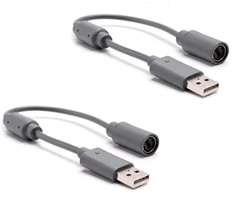 Link-e : 2 X Cable Adaptador USB Compatible con Controller con Cable y Accesorios en Consola Xbox 360 y PC