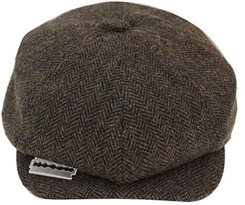 TruClothing.com Herren Mütze Tweed Fischgräte Design Rasierer Stil Blinders Design braun L
