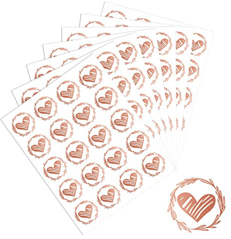 SAVITA 500 Stück selbstklebende Briefumschlag-Aufkleber, Hofform, transparent, selbstklebend, für Hochzeitseinladungen, Basteln (Roségold)