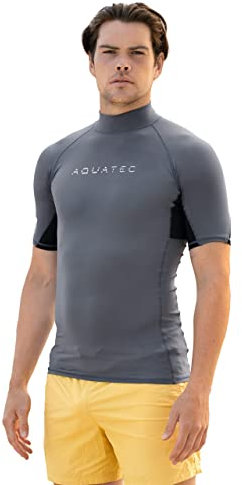 AQUATEC Men's Rash Vests - Short & Long Sleeve (Short Sleeve, X Large)