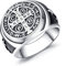 Anello con Sigillo in Argento Sterling 925 per Uomo Donna Anello di San Benedetto Vintage Croce Anello Amuleto Religioso Regalo Gioielli Fede Cristiana
