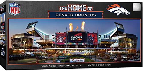 MasterPieces NFL 1000 Piece Jigsaw Puzzle - Denver Broncos Stadium View Panoramic - 13x39 - Challenging Adult Puzzle - Eco-Friendly Materials