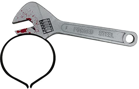 Oblique Unique® Haarreifen blutiger Schraubenschlüssel im Kopf Haarreif für Halloween Fasching Karneval Motto Party Kostüm Accessoire Zubehör