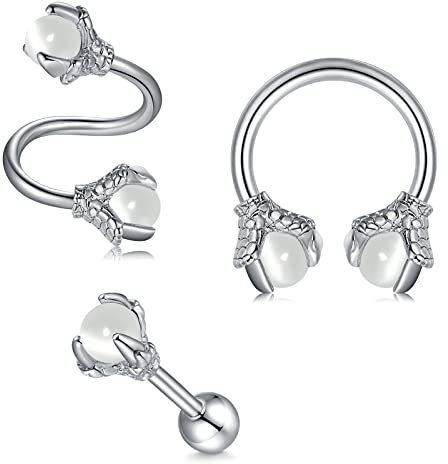 Rajnard 16G Helix Tragus Piercing Ohrring Knorpel Ohrringe Chirurgenstahl Drachenklaue mit Stein Schmetterling Piercing Schmuck für Frauen Männer 3Pcs
