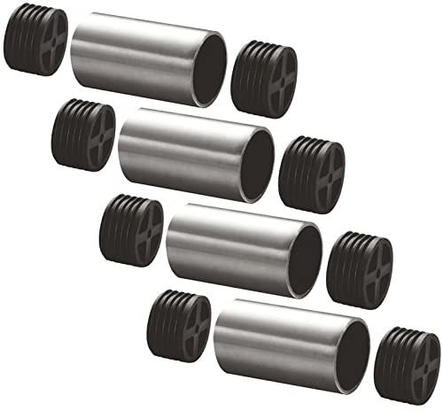 4 x Edelstahl V2A Verbinder, Verbindungsstück, gerade, für Ø 42 mm | Für Holzhandlauf, inkl. 2 Adapter.