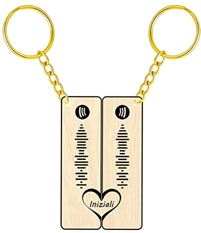 Nitek Spotify Schlüsselanhänger aus Holz mit doppeltem Code, Geschenkidee für Paare, Freunde, Verwandte, zu Weihnachten, Jahrestag, Geburtstag, Made in Italy, Holz, 7cm x 3,5cm