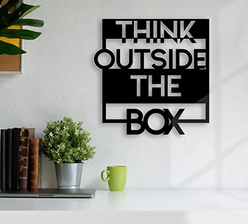 Manschin-Laserdesign Think outside the box Holz Wand Dekoration Schwarz Wall Art Motivation - Made in Germany - (Holz Schwarz, 30x30cm)