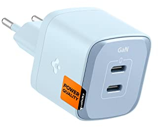 Spigen GaN III 352 Total 35W 2 Ports Double USB C Chargeur Mural PD PPS Bloc de Charge Adaptateur Compatible avec iPhone 14 Plus Pro Max 13 12 Mini iPad Air AirPods Pro Galaxy S23/S22 Pixel et Plus