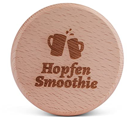 Bierglasdeckel Hopfensmoothie - Bierdeckel für Bierkrüge und Biergläser aus Holz