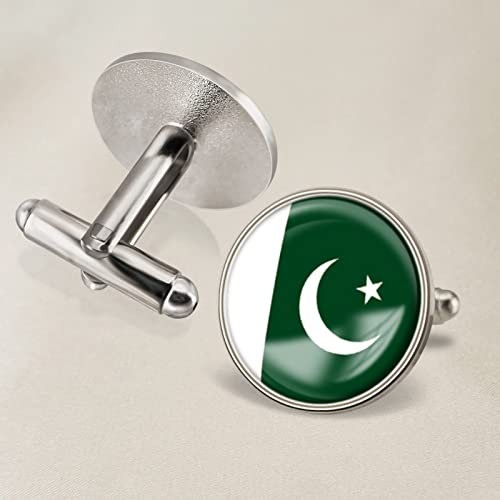 Männer Anzug Hemd Pakistan Flaggen Knöpfe Manschettenknöpfe Mode Welt Länder Flaggen Manschettenknöpfe Schmuck Hochzeit Party Geschäft Jubiläum Manschettenknöpfe Geschenk, Silberfarbe, 1 Paar