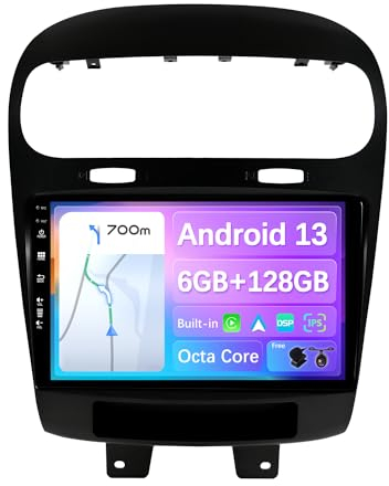 BXLIYER - 6G+128G - Android 14 IPS Autoradio Passt für Fiat Freemont Dodge Journey Leap (2012-2020) - Kabellos CarPlay/Android Auto/DSP - LED Kamera & MIC - 9 Zoll 2 Din - DAB SWC Fast-boot 360-Kamera
