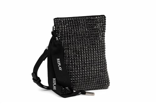 Replay Damen Umhängetasche mit Glitzersteinen, Black 098 (Schwarz), Onesize