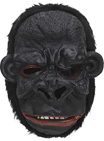 Halloween Maske Schimpanse Latex Tiermaske Affe Gorilla Maske Vollkopf Realistische Masken Kostüm Karnevall Verkleidung Gorilla Maske mit täuschend echten Haaren für Halloween Karnevall Party