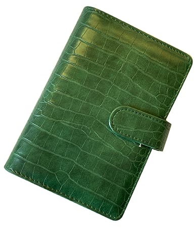 Ciieeo A6 Loseblatt Notizbuchhülle mit Krokodilprägung Pu Material Grün Anti Rutsch und Leichtgewichtig 6-ring Ordner Schutzhülle für Büro und Alltag