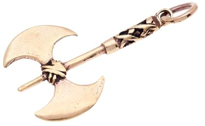 Windalf Wikinger Anhänger FALK 4.1 cm Doppelaxt Vintage Bronze