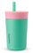 Owala Kids Insulation Stainless Steel Tumbler with Spill Resistant Flexible Straw, Easy to Clean, Kids Water Bottle, Great for Travel, Dishwasher Safe, 12 Oz, Pink and Teal (Real Cool Fish)