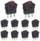 VEXUNGA Kippschalter 12V 20A DC Schalter 3 Polig Wippschalter Beleuchtet Rund mit LED Rot 12Volt EIN/AUS 2 Position KFZ Einbauschalter Selbsthemmung Quadratisch Runde für Auto Boot (10 Stück)