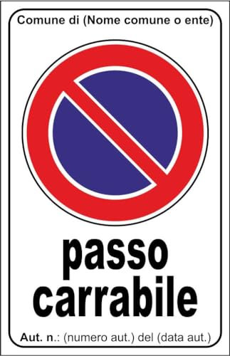 M-ITALY CARTELLO SEGNALETICO - passo carrabile autorizzazione personalizzato - Adesivo Extra Resistente, Pannello in Forex, Pannello In Alluminio (30x42, Alluminio)